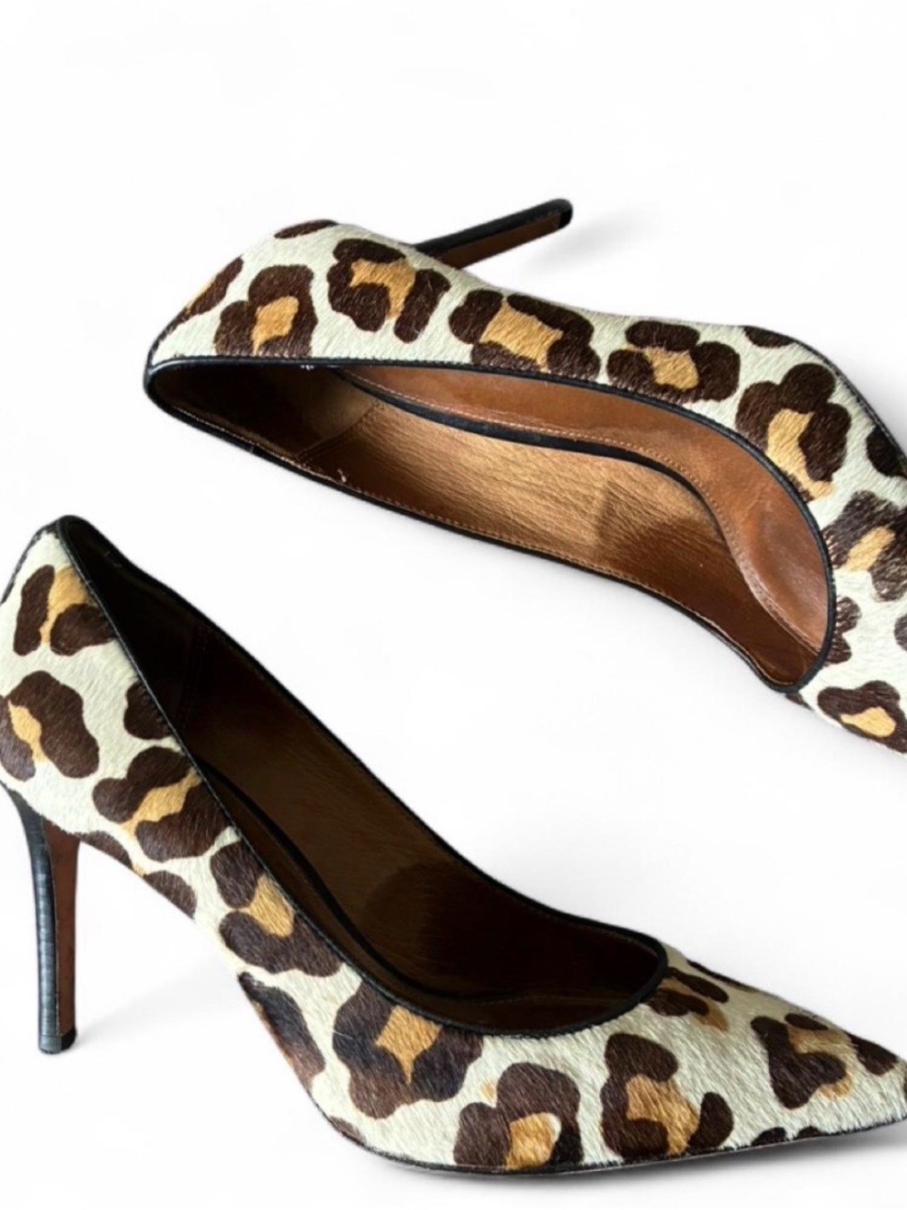 Y2K Coach Calf Hair Leopard Print Pointed Toe Stiletto Pumps 8B